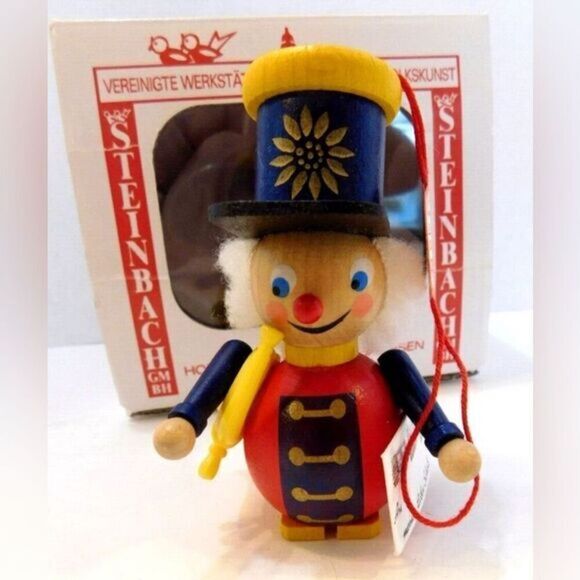 VINTAGE Steinbach Christmas Band French Horn Player Wooden Ornament - Picture 1 of 7